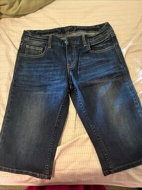 Women’s Dark Blue Denim Jean Shorts - Classic Mid-Rise Fit
